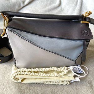 LOEWE Small Puzzle bag in classic calfskin GREY with ORIGINAL PACKAGING/TAGS